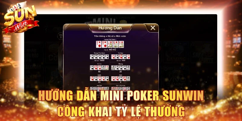 Hướng dẫn Mini Poker Sunwin công khai tỷ lệ thưởng