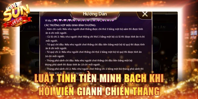 Luật tính tiền minh bạch khi hội viên giành chiến thắng