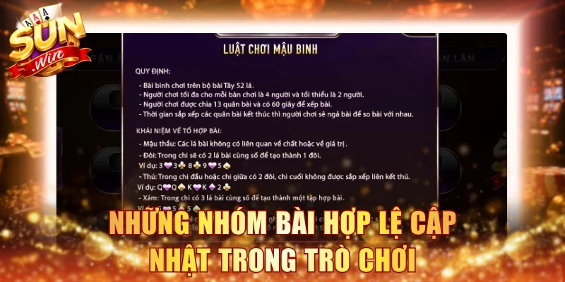 Những nhóm bài hợp lệ cập nhật trong trò chơi