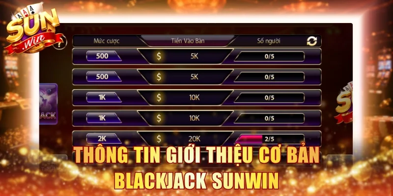Thông tin giới thiệu cơ bản Blackjack Sunwin